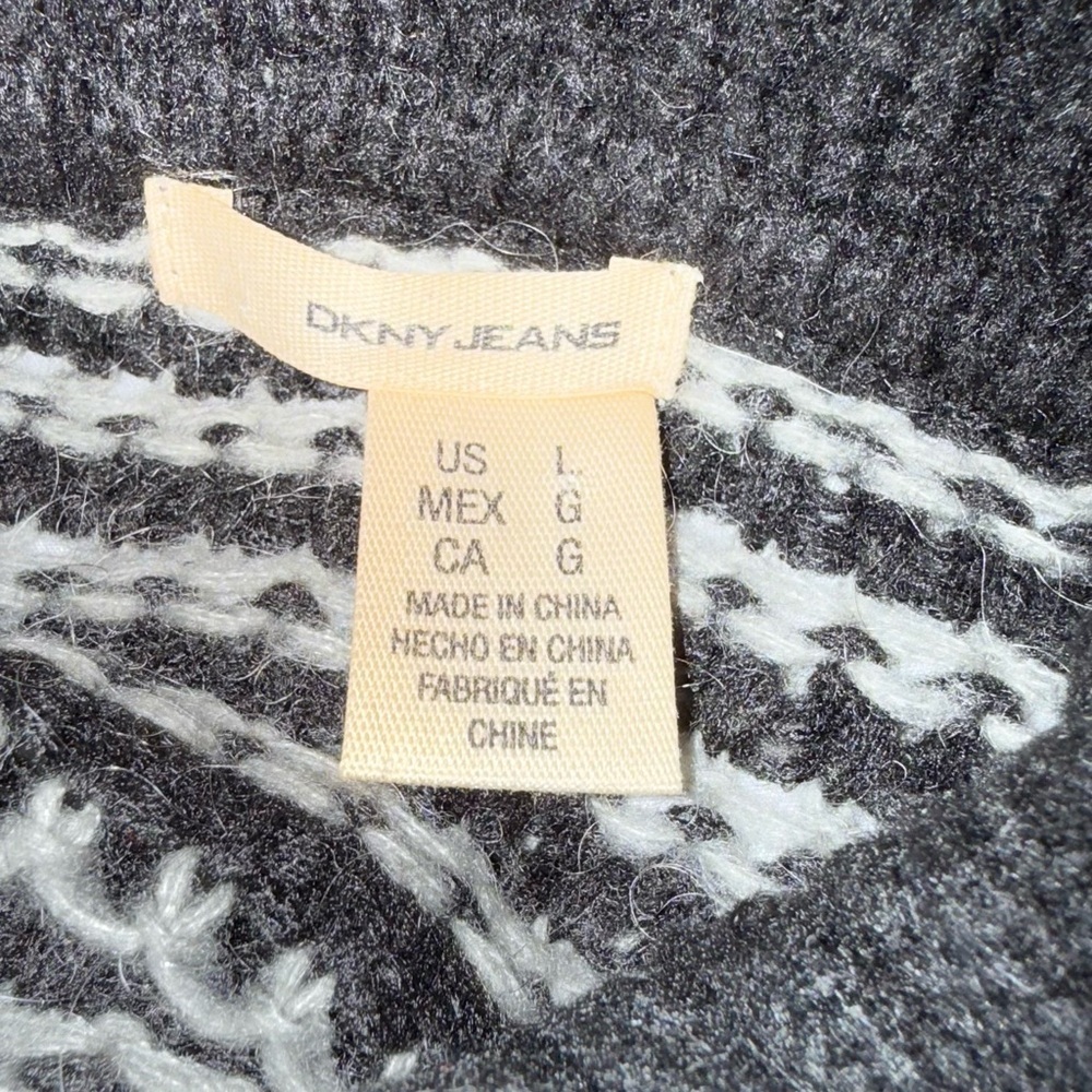 DKNY Black and Gray Striped Cowl Neck Sweater - Picture 4 of 5